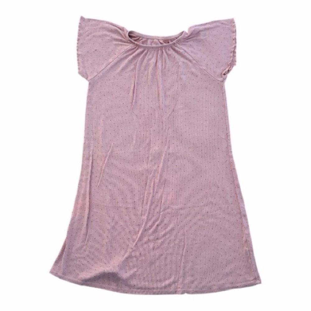 Plain Jane Flutter Sleeve Ribbed Dot Nightgown
